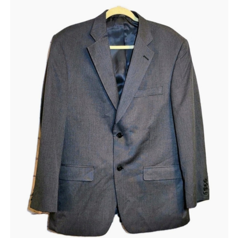 Haggar Jacket Mens Size 42R Sport Coat Blazer Gray Single Breast Vented Career